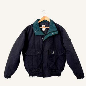 Carhartt Vintage Jacket Blizzard Workshield Coat J71 Quilt Lined Men's 2XL Black